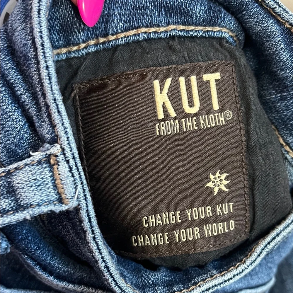 Kut from the Kloth Distressed Blue Cropped Jeans - Size 10 - Picture 10 of 12